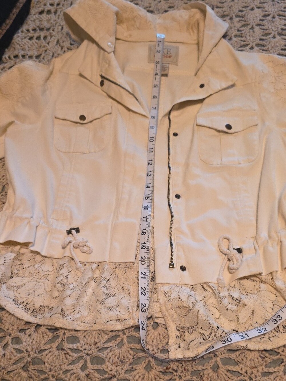 BKE Cream Lace-Trim Utility Jacket - Picture 5 of 7